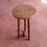 Turned wooden tripod stool