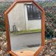 Vintage octagonal mirror in solid wood 55x36cm