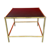 Bamboo and leather coffee table circa 1950