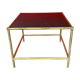 Table basse bambou et cuir vers 1950