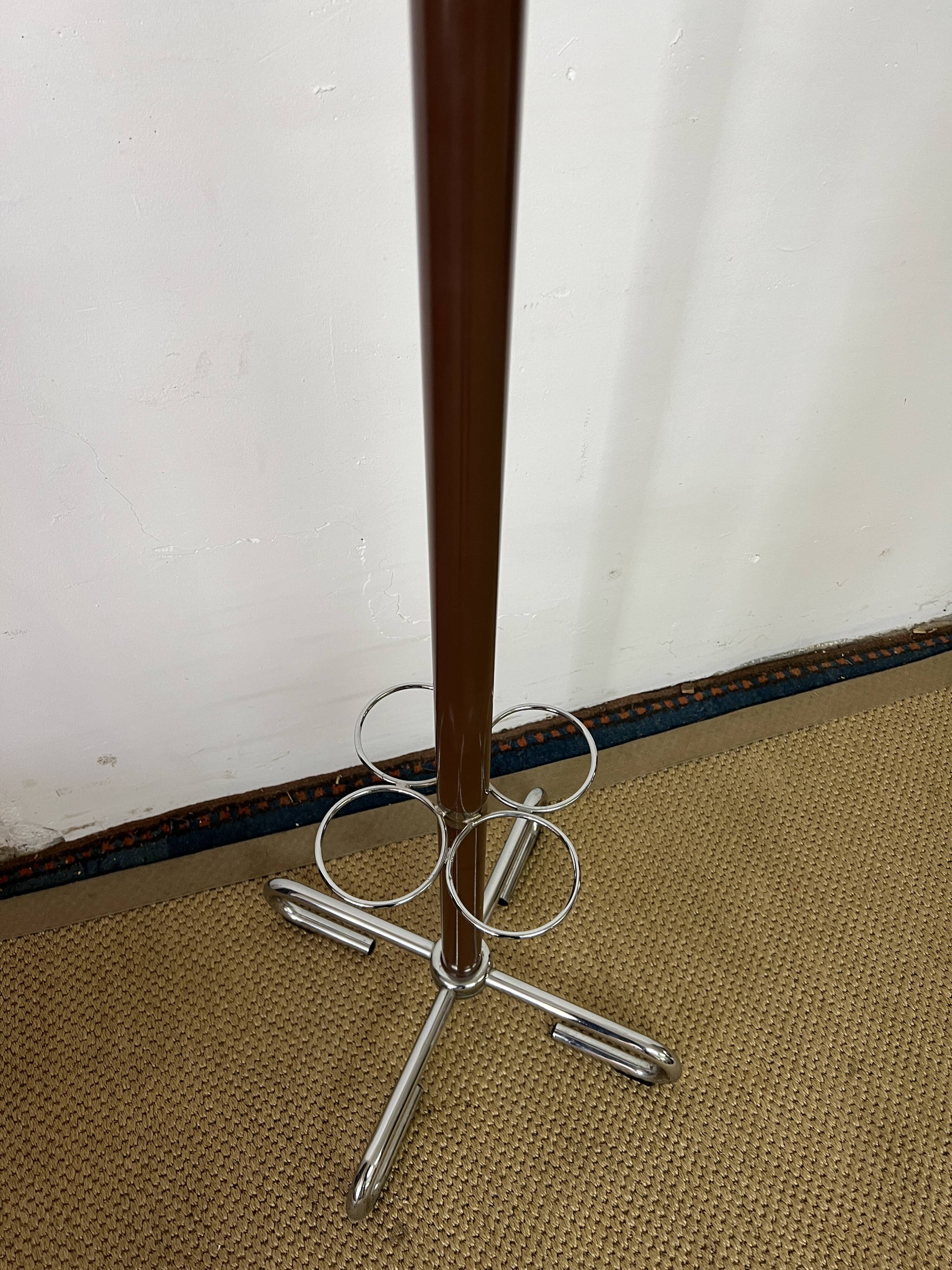 Industrial coat rack in chrome metal