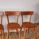 Ensemble de 4 chaises bistrot en bois de hêtre années 50