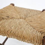 Mid-century wooden stool with rattan seating