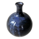 Blue glazed ceramic soliflore ball vase signed (Signature to be identified)
