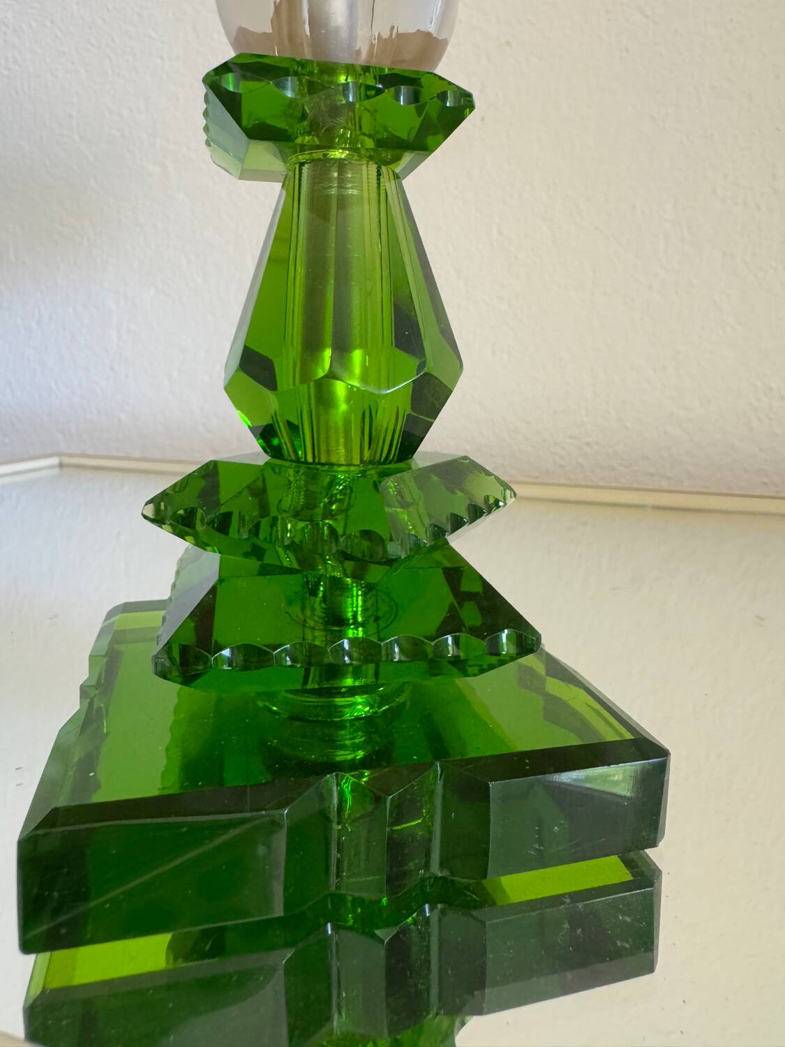 Lampe cristal émeraude Art Déco