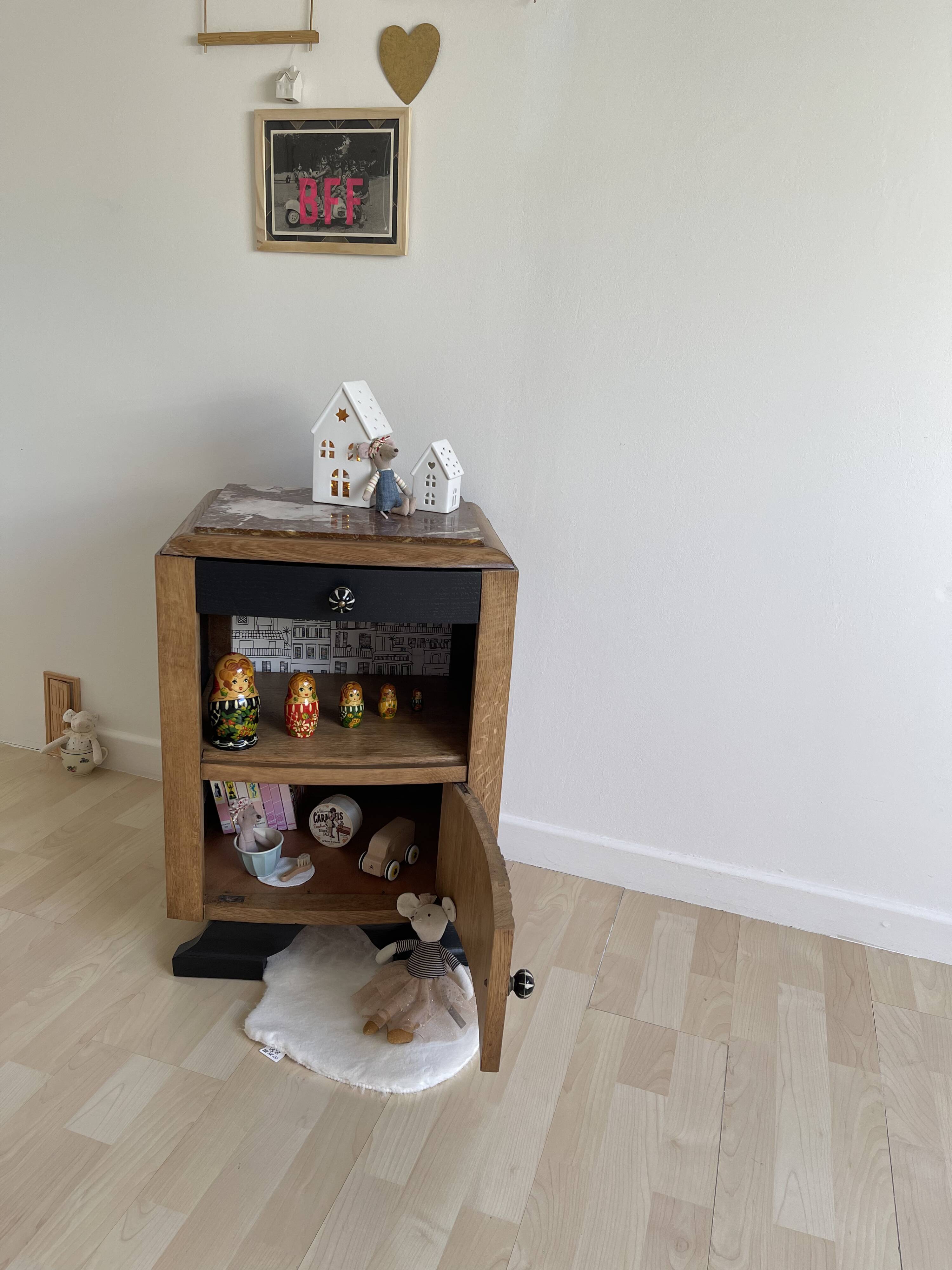 black Art Deco bedside table