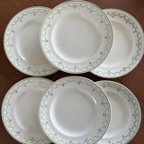 1900s Set of 6 vintage earthenware flat plates, Violetta model by Longwy