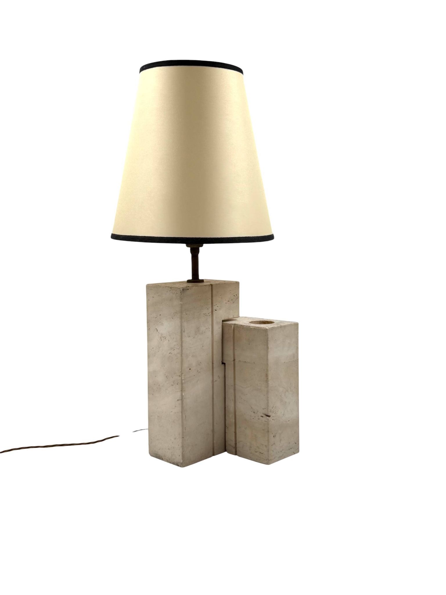 Mid-century modern travertine table lamp, Nucleo Sormani Italy 1960s