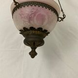 Hanging lamp Napoleon III frosted glass and enamelled glass