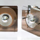2 wall lamps metal and plexiglass of Jocelyne Trocmé for Oxar 1970