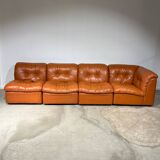 Salon modulable en cuir cognac