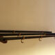 Teak, brass and black metal coat and hat rack, 1960
