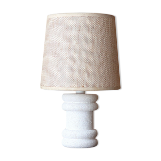 Lampe colonne en pierre, abat-jour beige, années 60