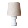 Lampe colonne en pierre, abat-jour beige, années 60