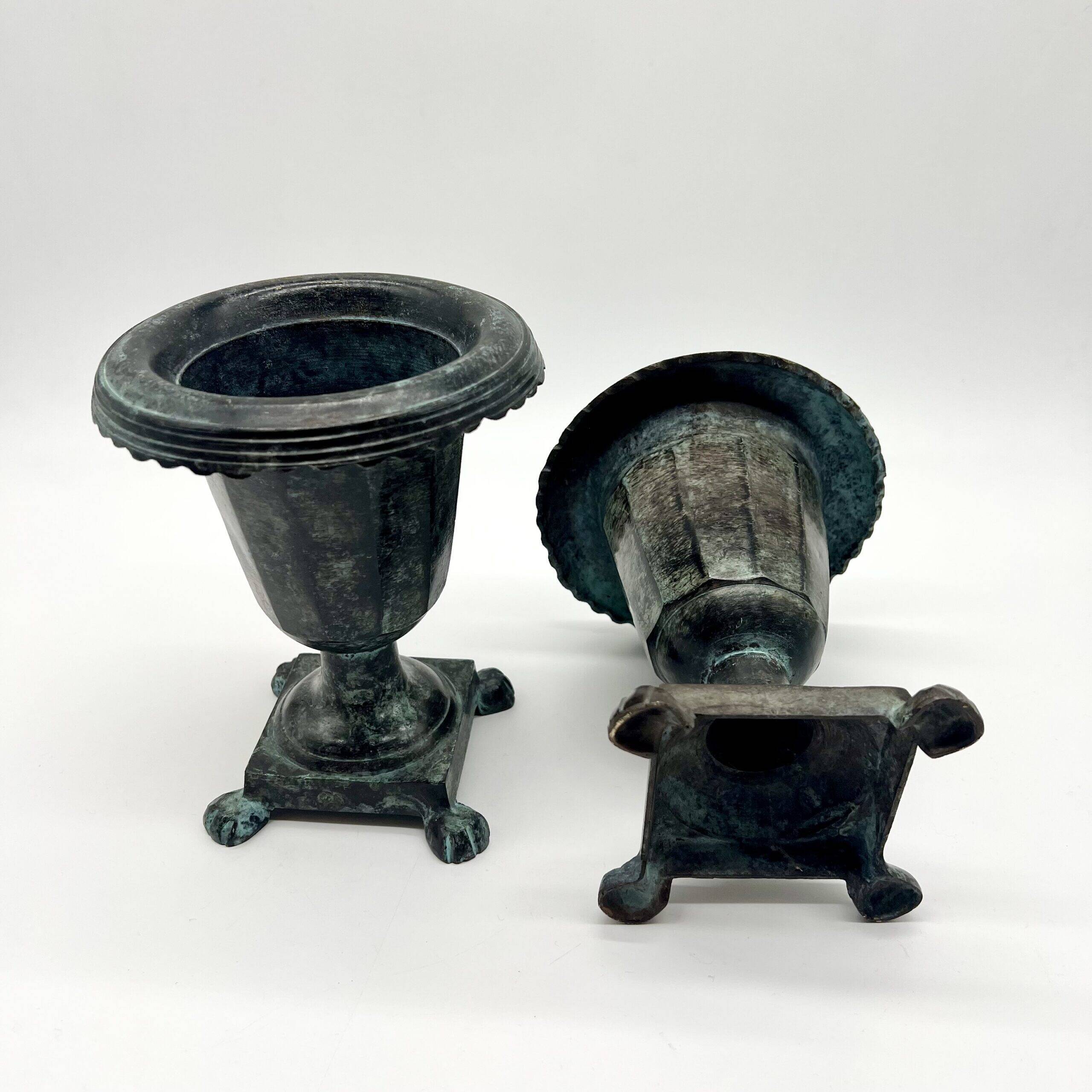 Pair of "Médicis" vases in verdigris – 1950s