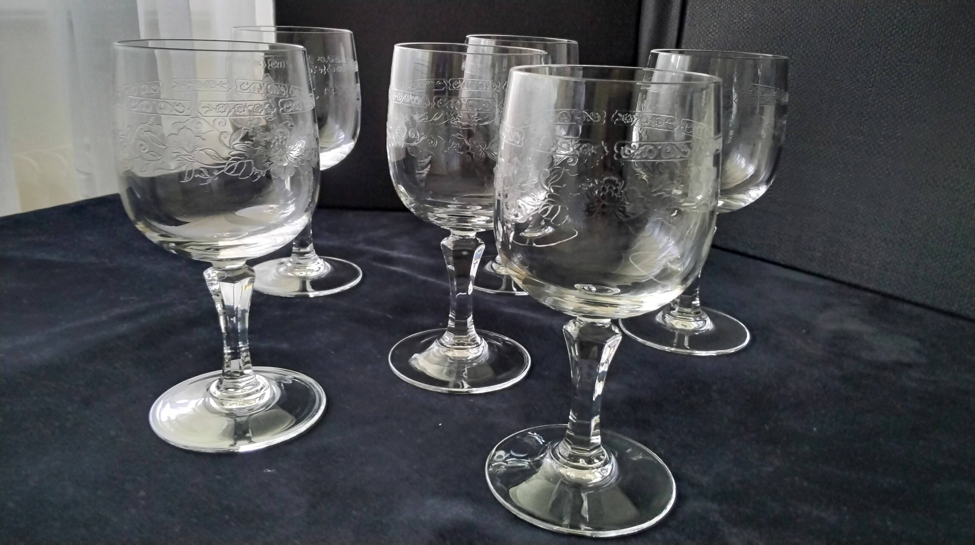 6 Verres à vin rouge Cristal d'Arques  Modèle Matignon
