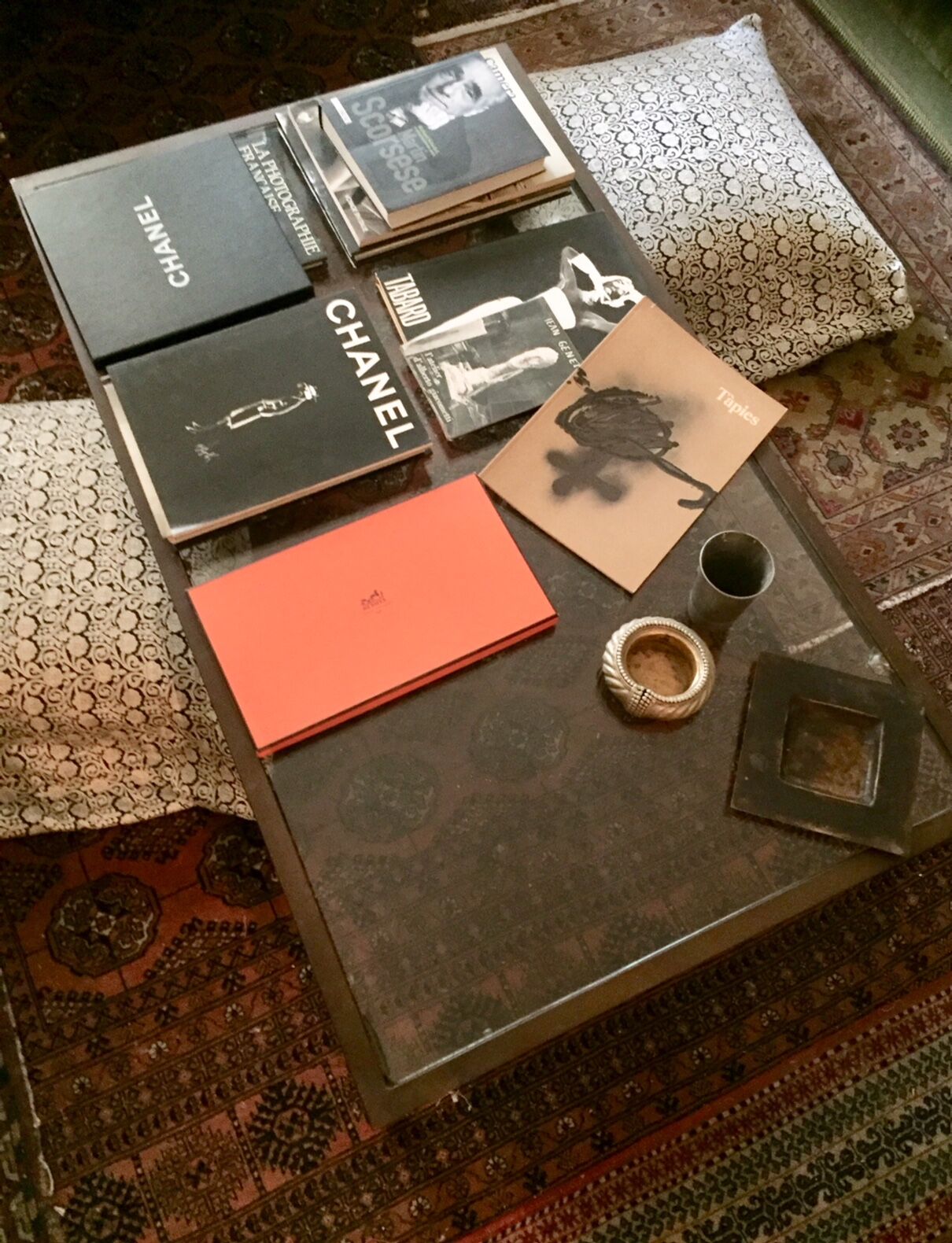 Metal and glass coffee table