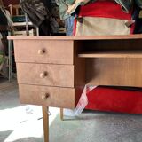 Vintage 1950s desk in light wood – compass base