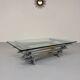 Space coffee table from the 70s, tubular metal and glass, Italian design