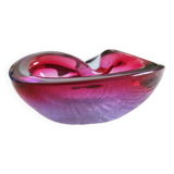 Murano sommerso pink and purple ashtray pocket emptier 1960