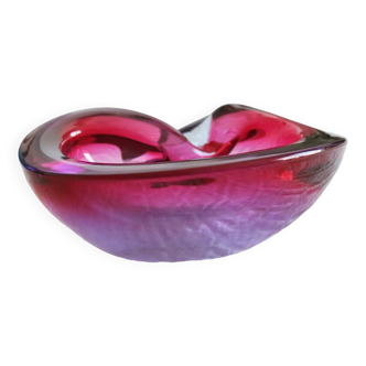 Vide poche cendrier Murano sommerso rose et violet 1960