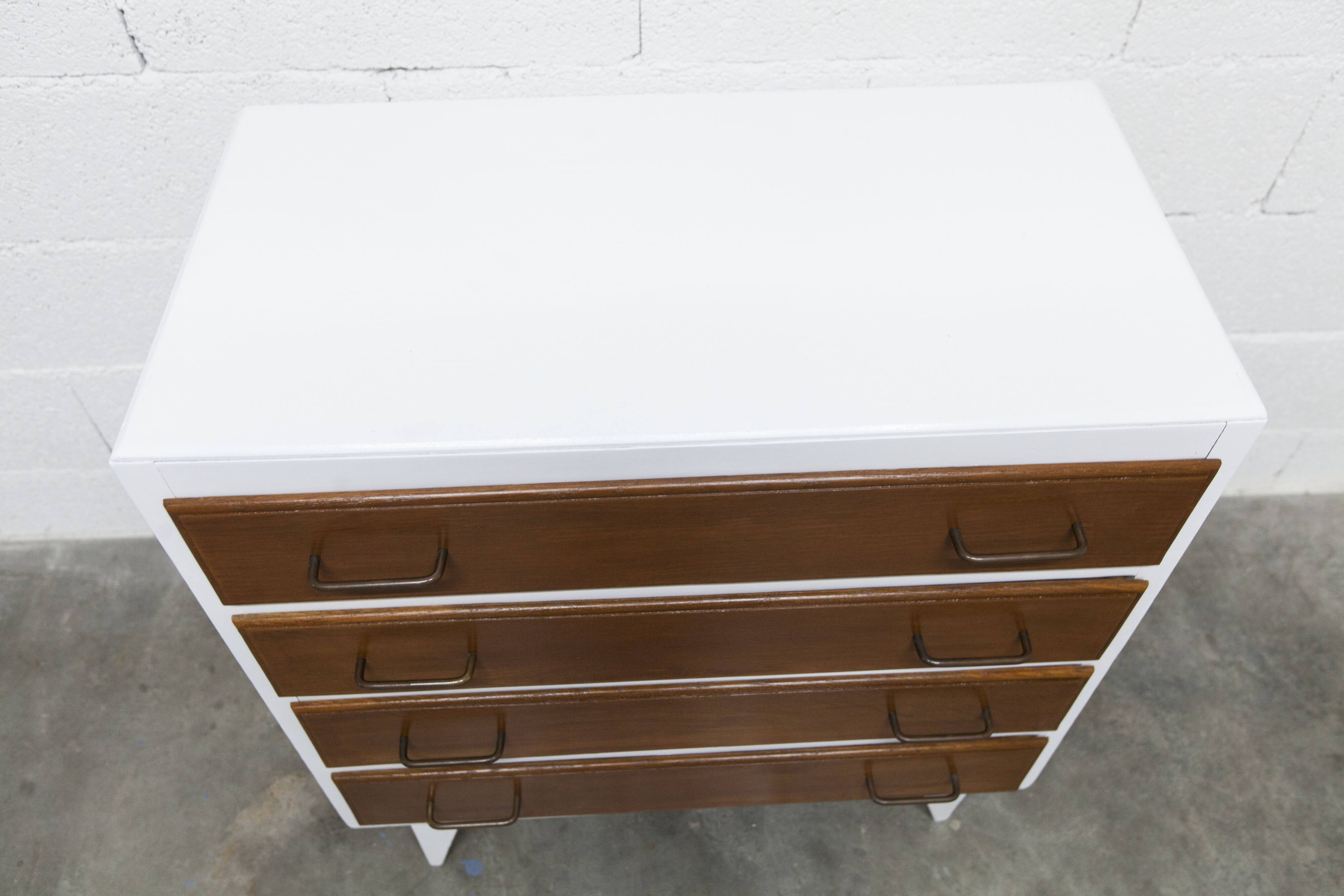1960s chest of drawers with splayed legs and 4 drawers, refurbished