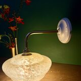 Vintage angled wall lamp with yellow clichy glass shade