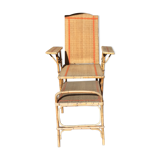 Chair with foot rest long rattan sliding removable armrests