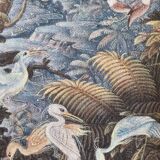 Tropical scene of Bali, painting on canvas in carved teak 33x38 cm.