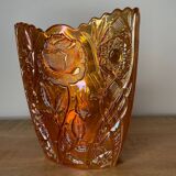 Pair of garden rose vases made of Brockwitz carnival glass, 1915