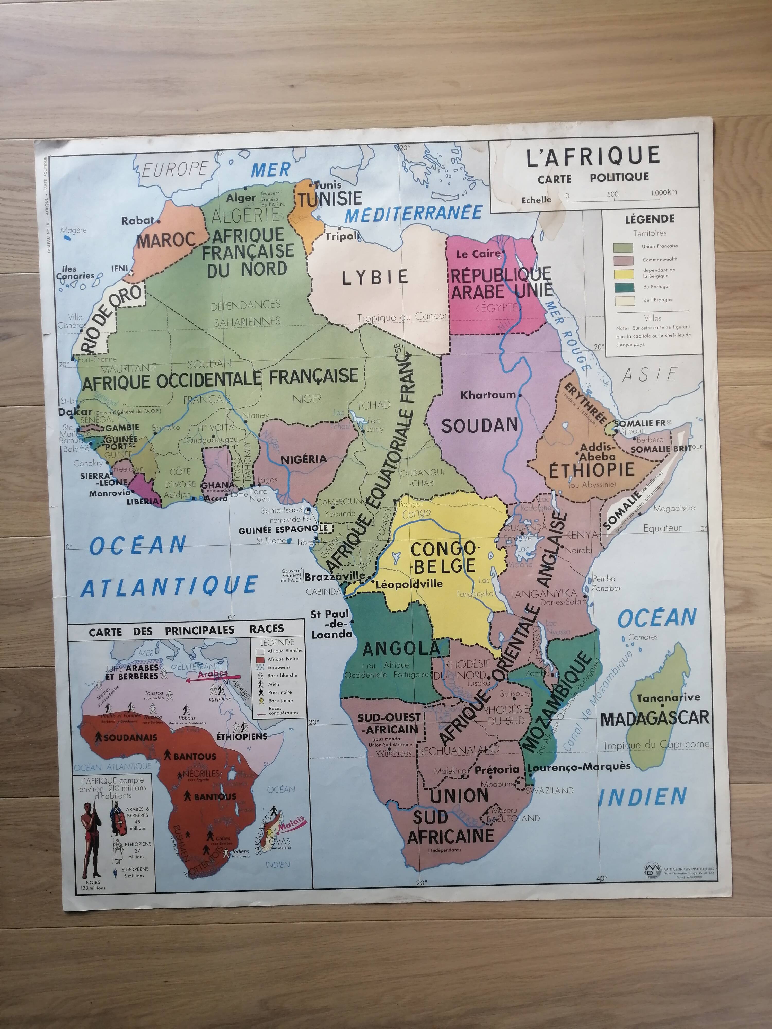 Vintage MDI School Map: Africa-South America.