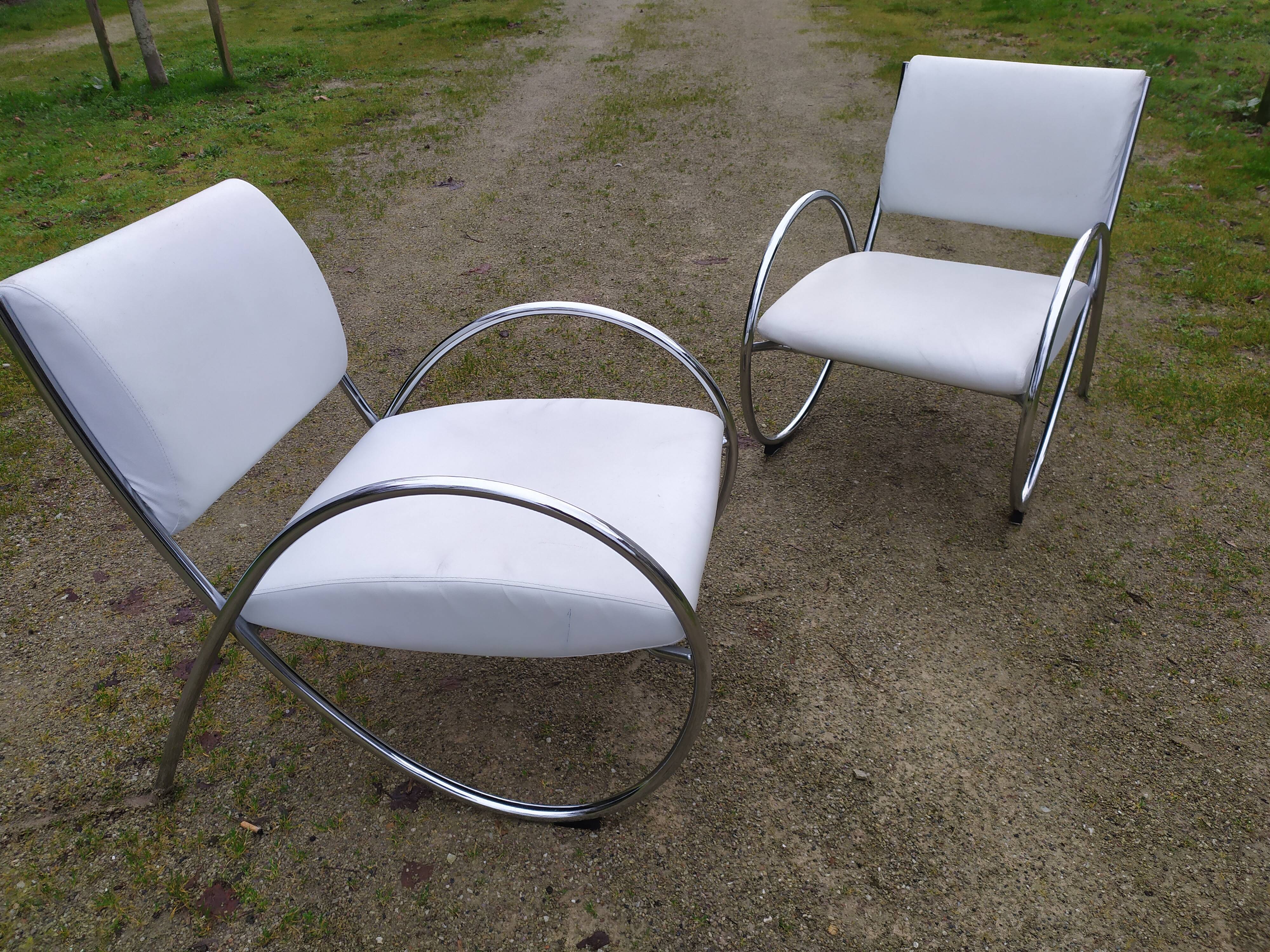 Pair of designer armchairs - 80s