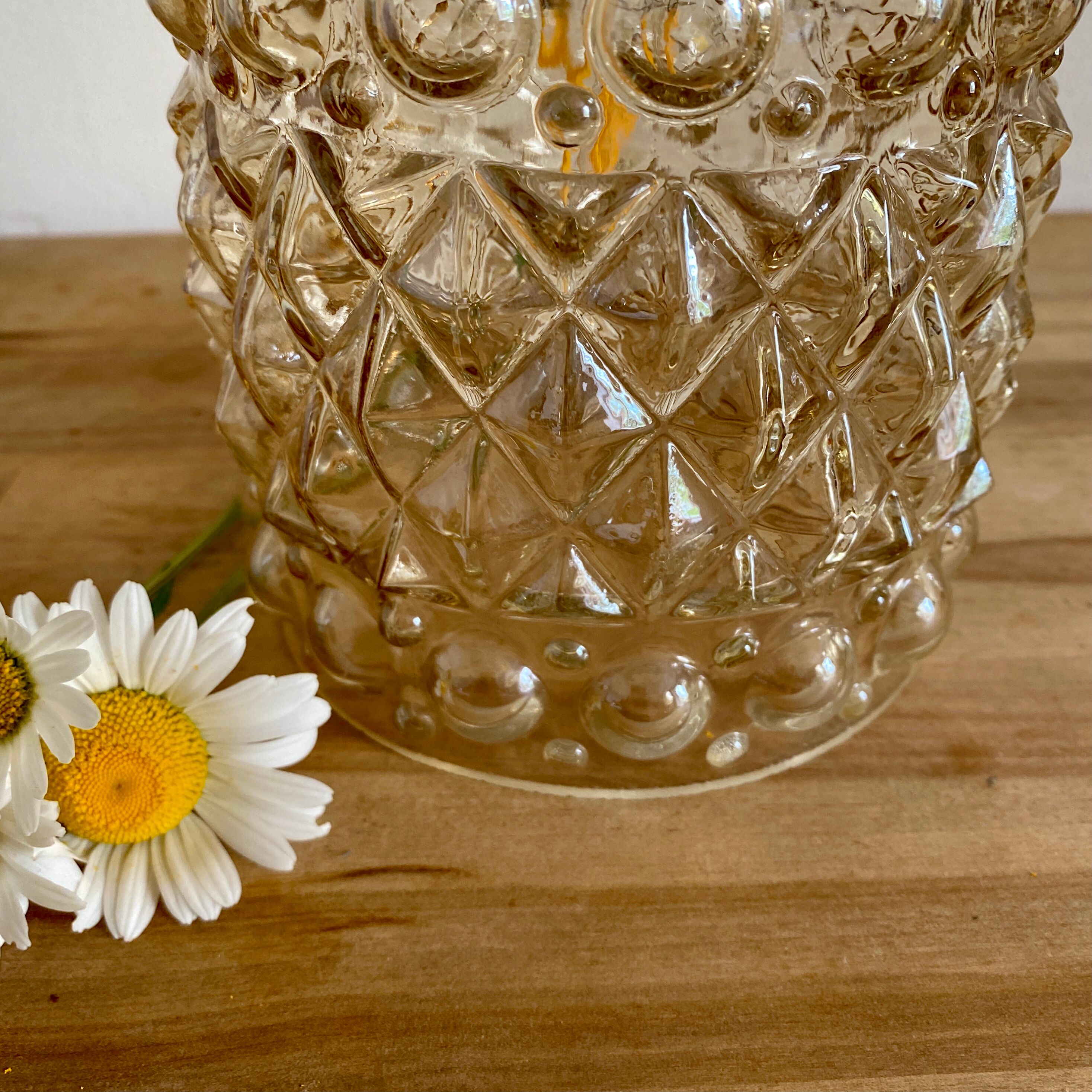 Vintage tulip lamp in amber glass