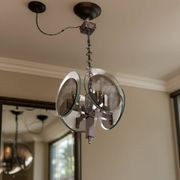 Vintage Art Deco chandelier in chrome metal and glass, Italy, 1970s