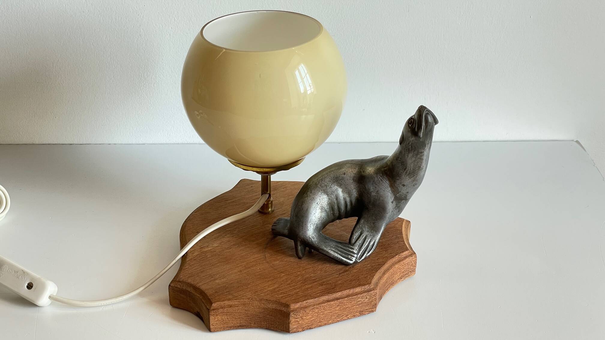 Art Deco Sea Lion blown glass lamp