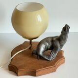 Art Deco Sea Lion blown glass lamp