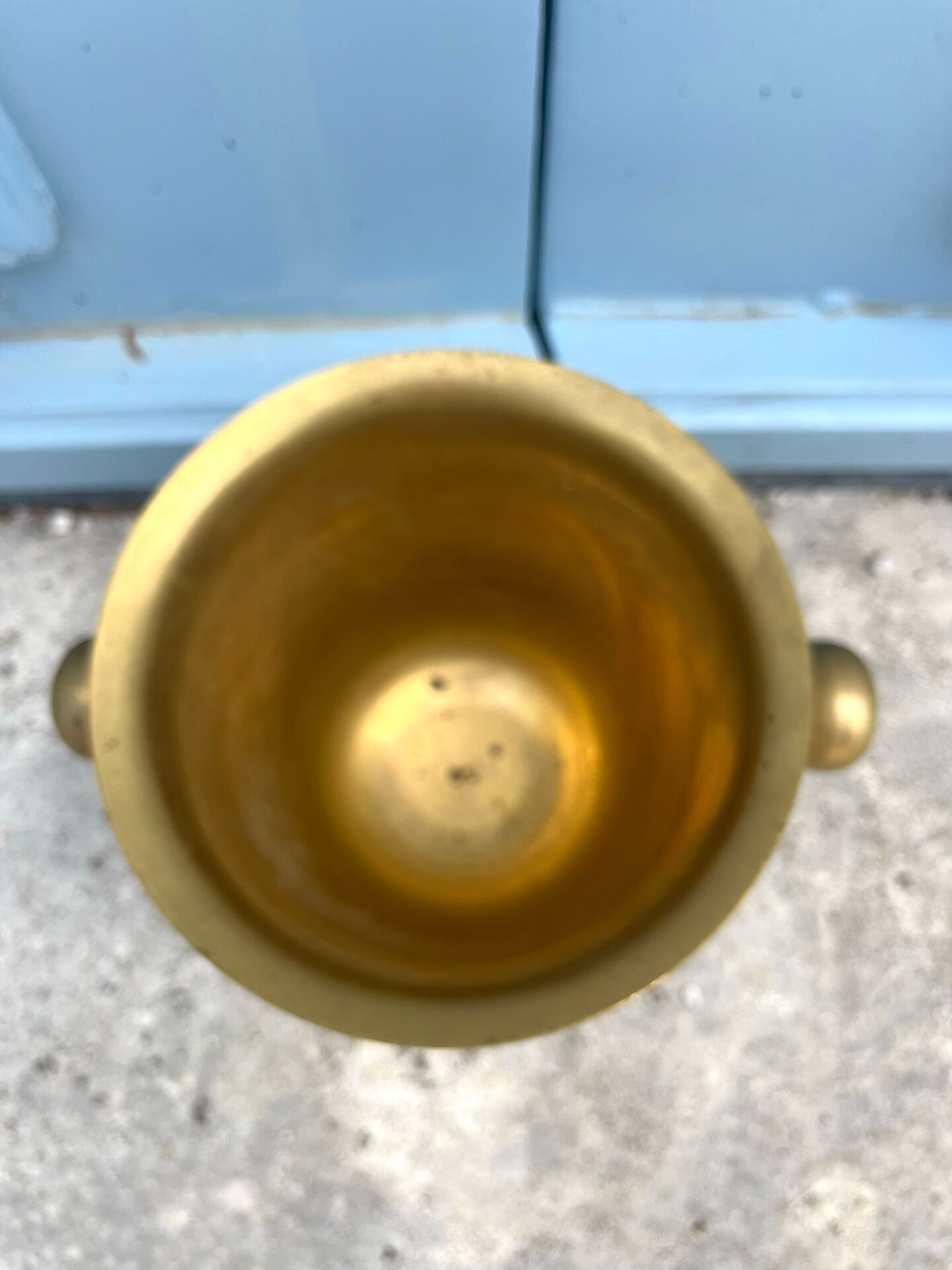 French Brass Cloisonné Style Champagne Bucket with Hand-Painted Fruit