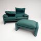 Maralunga sofa with footstool by Vico Magistretti for Cassina, 1970s