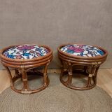 Pair of rattan stools