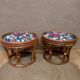Pair of rattan stools