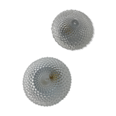 Pair of vintage round glass wall lamps