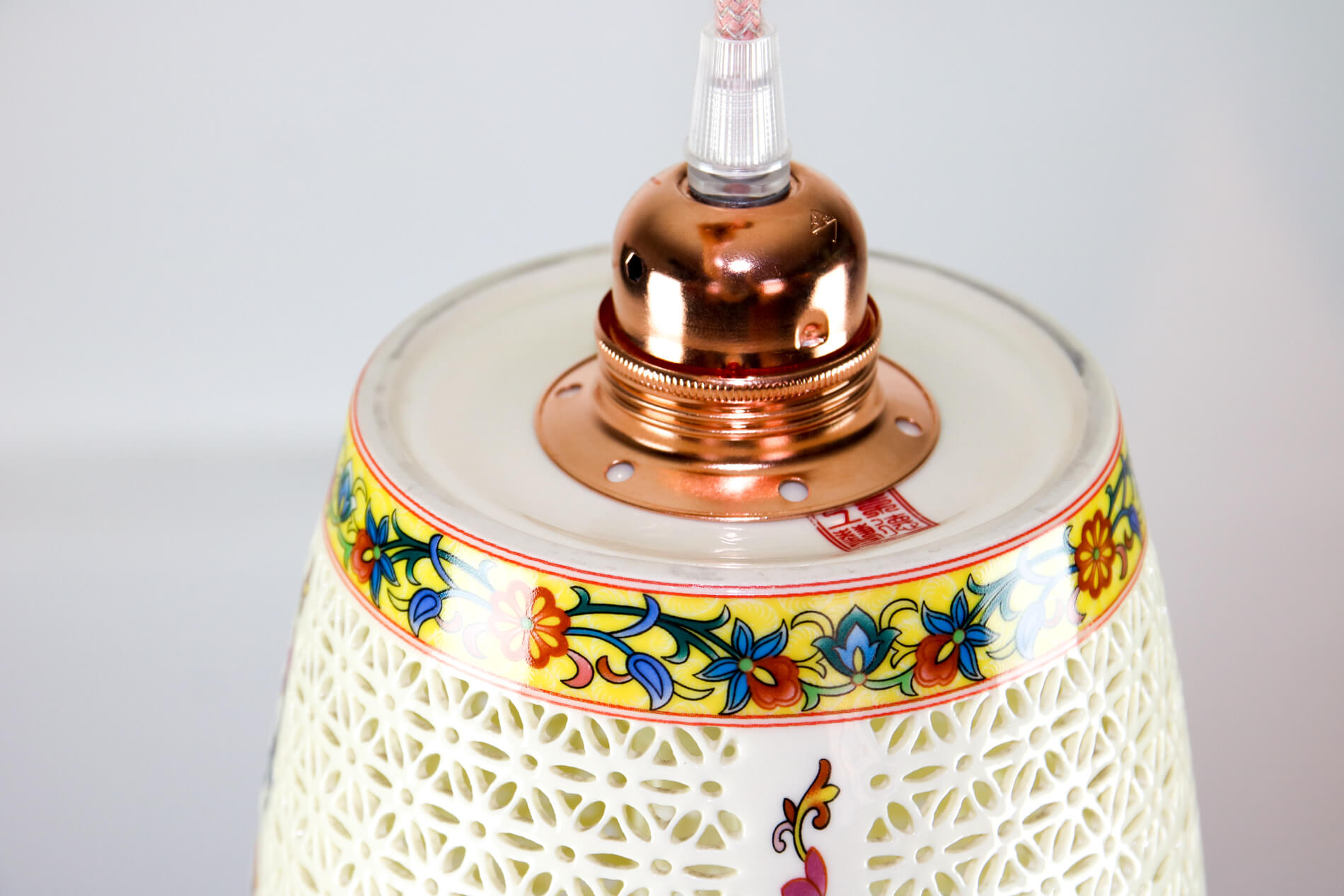 Pair of vintage oriental ceramic pendant lights, 1980s
