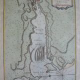 Martigues pond Old geographical map 18th century engraving 1764 by Bellin