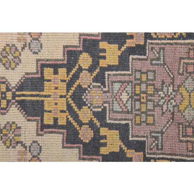 1970s Vintage Turkish Hand-Knotted Wool Cotton Pink Area Rug 124x226