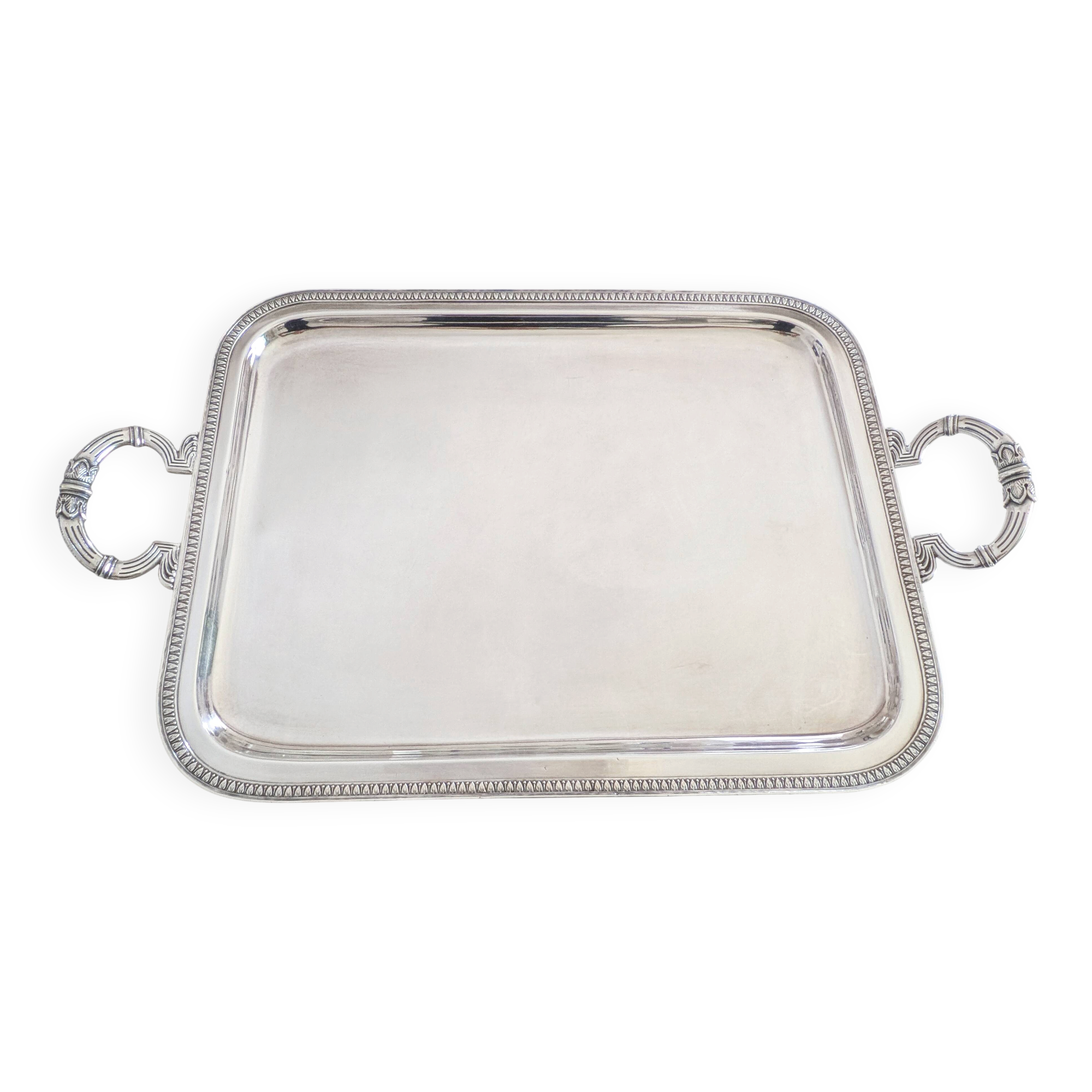 Large silver-plated service tray in Phoenix Louis XVI style.