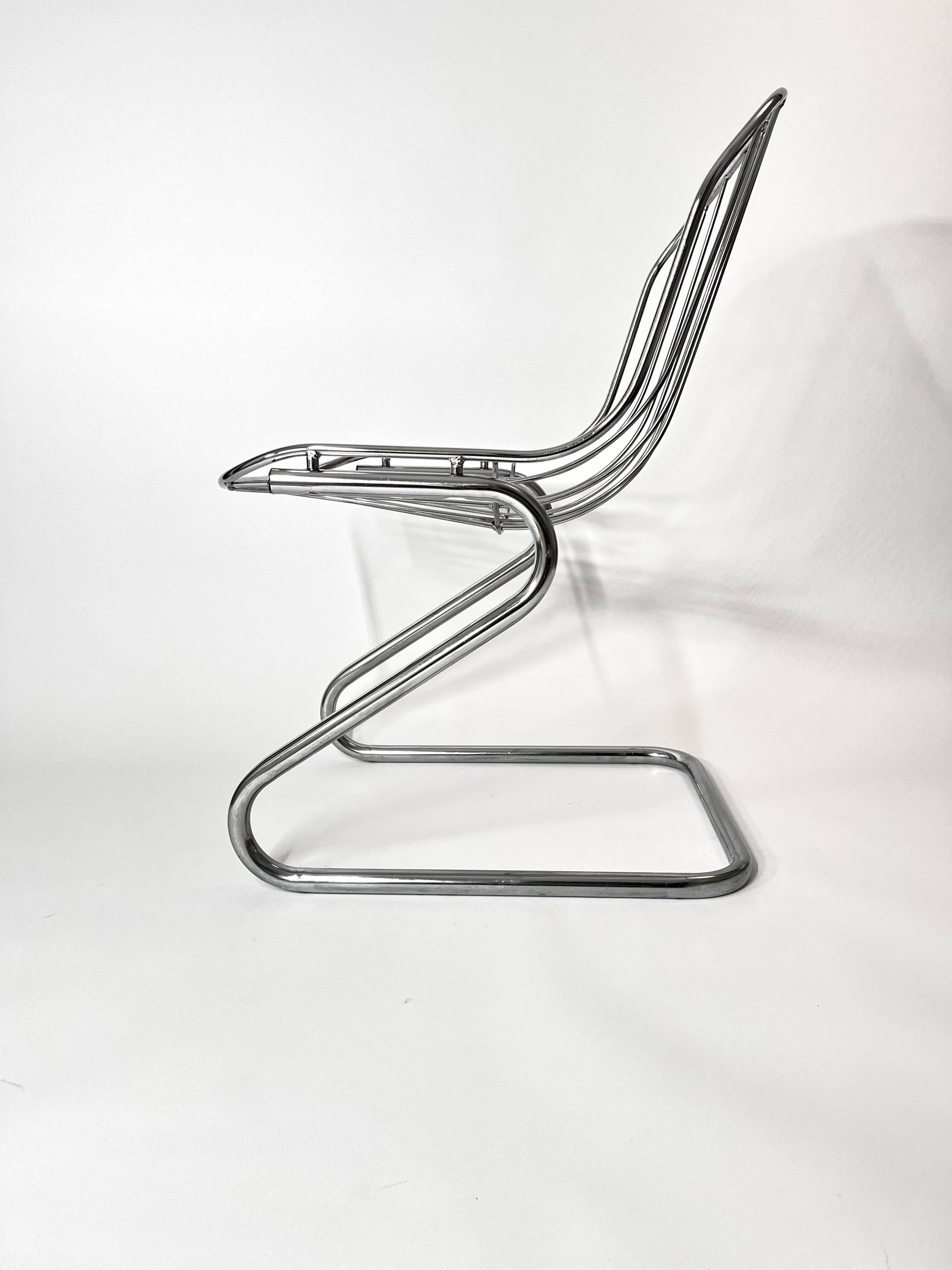 Vintage Metal Dining Chairs Brown Velvet Cushions, Italy, 1970s, Set of 3