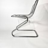 Vintage Metal Dining Chairs Brown Velvet Cushions, Italy, 1970s, Set of 3