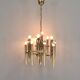 Italian brass chandelier 12 spot pendant lamp by Gaetano Sciolari, 1970s