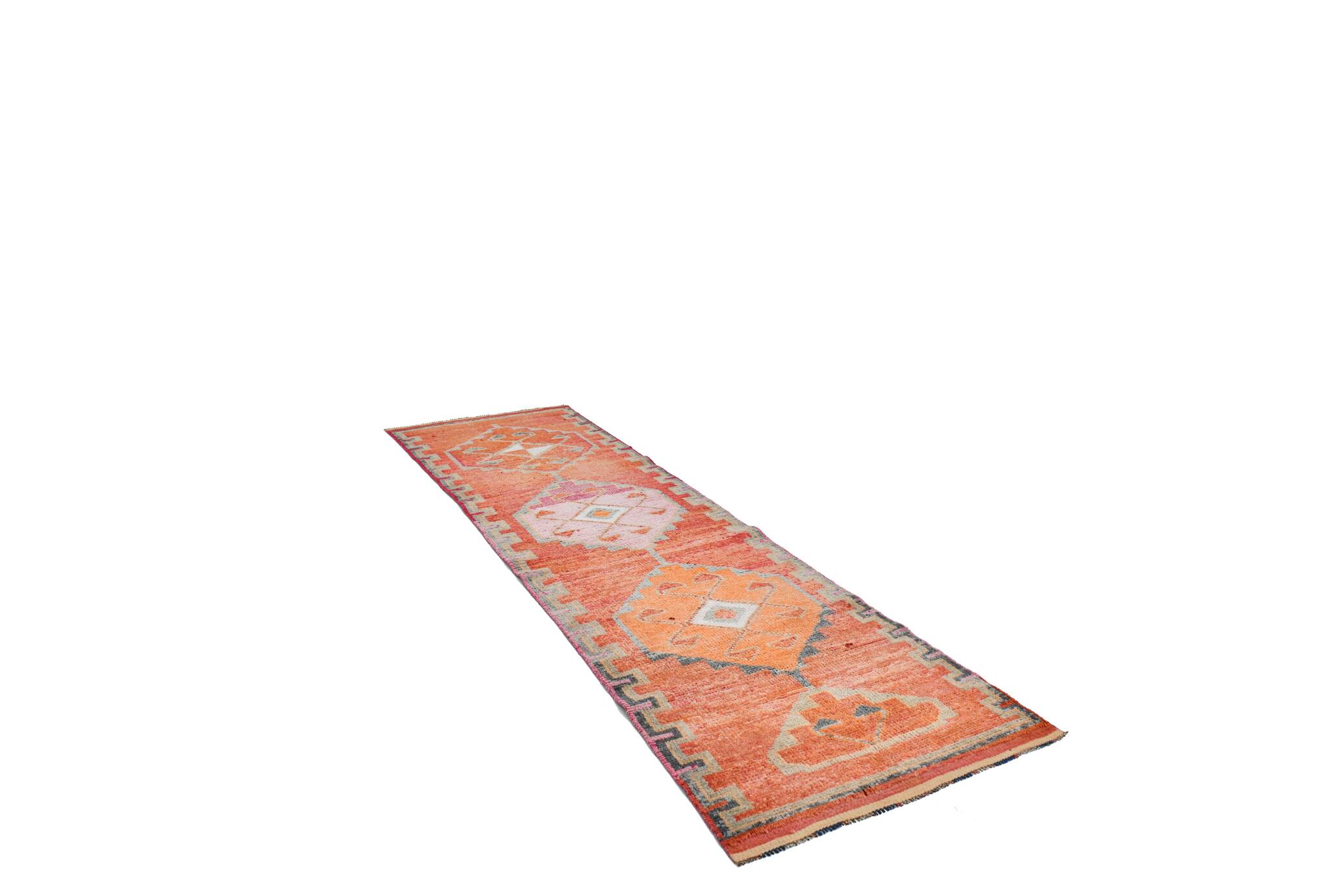 3x11 Red & Pink Super Soft Vintage Runner Rug, 98x335Cm