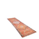 3x11 Red & Pink Super Soft Vintage Runner Rug, 98x335Cm